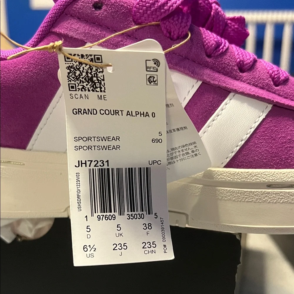 adidas Grand Court Alpha Pink and White Women's Sneakers - Picture 5 of 5